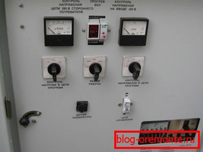 Pannello di controllo della stazione di riscaldamento in calcestruzzo.